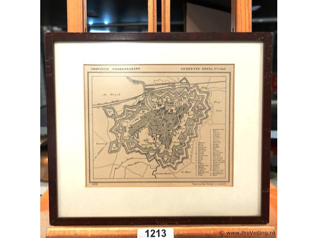 Historische kaart breda in 1869, uitgegeven door hugo suringar te leeuwarden - afbeelding 1 van  5