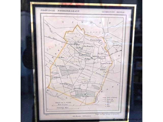 Historische kaart van de gemeente beers in de provincie noord-brabant. - afbeelding 2 van  5