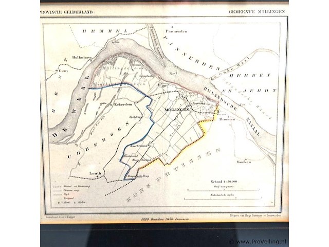 Historische kaart/plattegrond van de gemeente millingen - afbeelding 2 van  5
