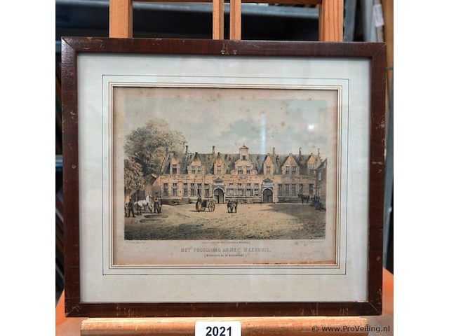 Historische litho van het voormalige armen weeshuis in middelburg - afbeelding 1 van  5