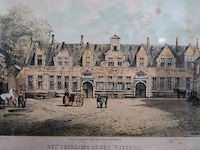 Historische litho van het voormalige armen weeshuis in middelburg - afbeelding 2 van  5