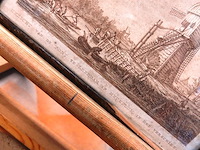 Historische prent getiteld "gezicht van de pont te leerdam en heukelum in het verschiet", gemaakt rond 1801 door prentmaker izaak jansz. de wit - afbeelding 3 van  5