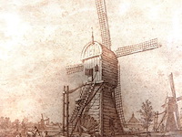 Historische prent getiteld "gezicht van de pont te leerdam en heukelum in het verschiet", gemaakt rond 1801 door prentmaker izaak jansz. de wit - afbeelding 4 van  5