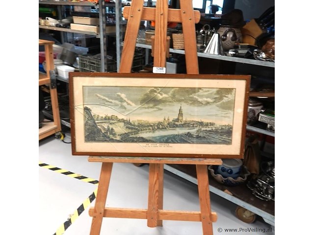 Historische prent van de stad arnhem te zien van de hoogtens naar den eltenerberg. barts in glas - afbeelding 1 van  8