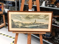 Historische prent van de stad arnhem te zien van de hoogtens naar den eltenerberg. barts in glas - afbeelding 1 van  8
