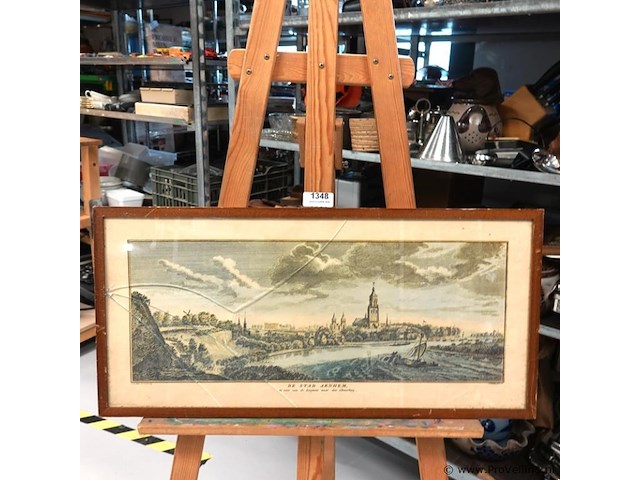 Historische prent van de stad arnhem te zien van de hoogtens naar den eltenerberg. barts in glas - afbeelding 2 van  8