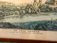 Historische prent van de stad arnhem te zien van de hoogtens naar den eltenerberg. barts in glas - afbeelding 3 van  8