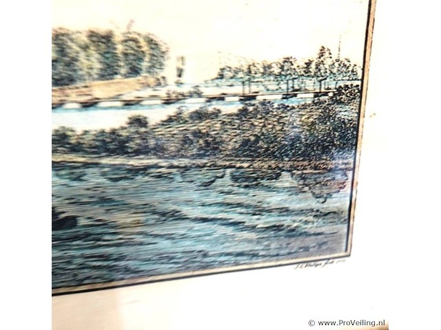 Historische prent van de stad arnhem te zien van de hoogtens naar den eltenerberg. barts in glas - afbeelding 5 van  8