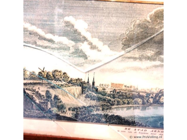Historische prent van de stad arnhem te zien van de hoogtens naar den eltenerberg. barts in glas - afbeelding 6 van  8