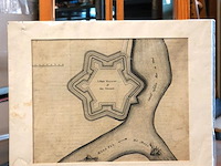 Historische vestingplattegrond van fort nassau (ook bekend als fort de voorn of schans de voorn) nabij heerewaarden. - afbeelding 1 van  5