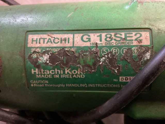 Hitach g18se2 haakse slijpmachine - afbeelding 4 van  4