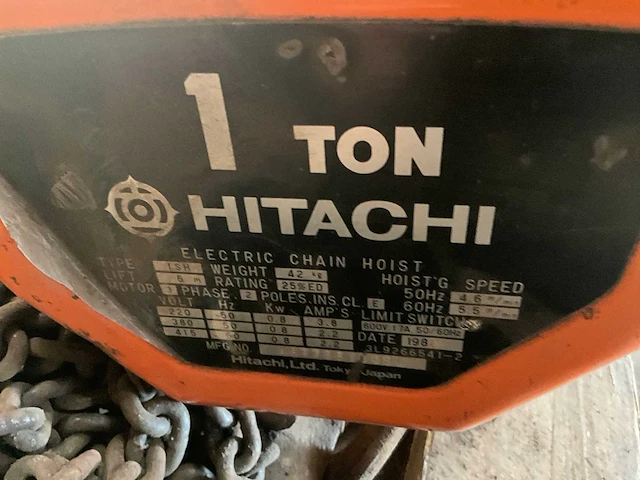Hitachi - 1sh (1000 kg) met elektrische loopkat - kettingtakel - afbeelding 8 van  9