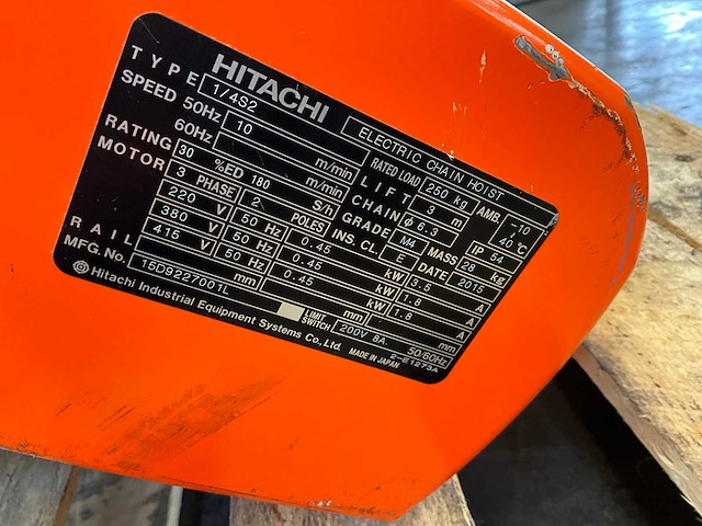 Hitachi 1/4s2 elektrische kettingtakel - afbeelding 2 van  2