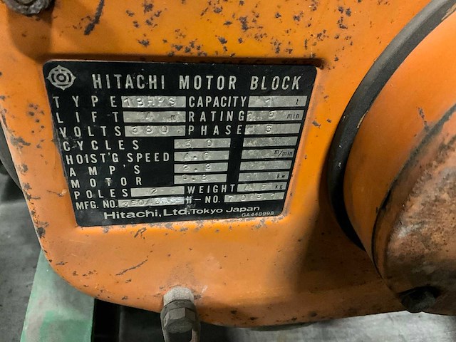 Hitachi 1bhps elektrische kettingtakel - afbeelding 5 van  5