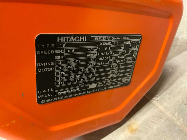 Hitachi 1s -1000kg elektrische kraantakel - afbeelding 3 van  4
