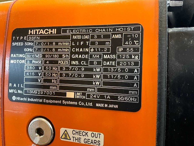 Hitachi 3sfn en 3sftn elektrische kettingtakel met loopkat - afbeelding 4 van  4