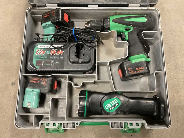 Hitachi ds 12dvb2 + ub 12d 12v gereedschapsset - afbeelding 1 van  3