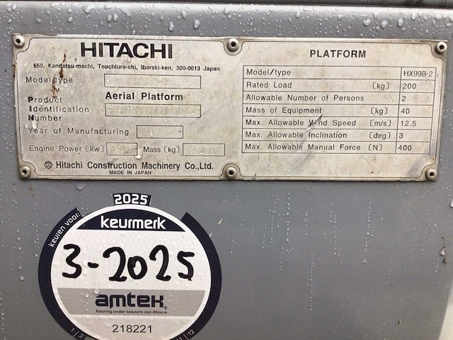 Hitachi hx99b-2 hoogwerker - afbeelding 7 van  15