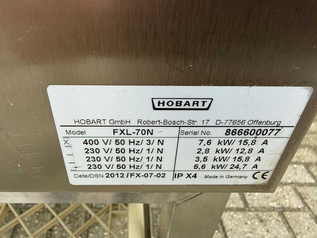 Hobart - fxl-70n - korvenvaatwasmachine - afbeelding 5 van  6