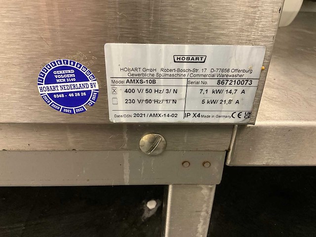 Hobart amxs-10b korvenvaatwasmachine - afbeelding 11 van  11
