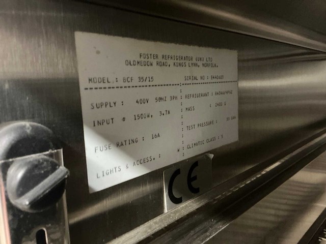 Hobart/foster bcf 35/15 blast chiller - afbeelding 5 van  5