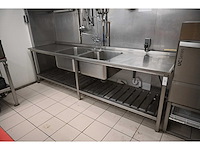 Hobrand rvs dubbele spoeltafel met mengkraan en handdouche