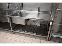 Hobrand rvs dubbele spoeltafel met mengkraan en handdouche - afbeelding 2 van  8