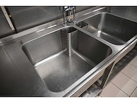 Hobrand rvs dubbele spoeltafel met mengkraan en handdouche - afbeelding 5 van  8