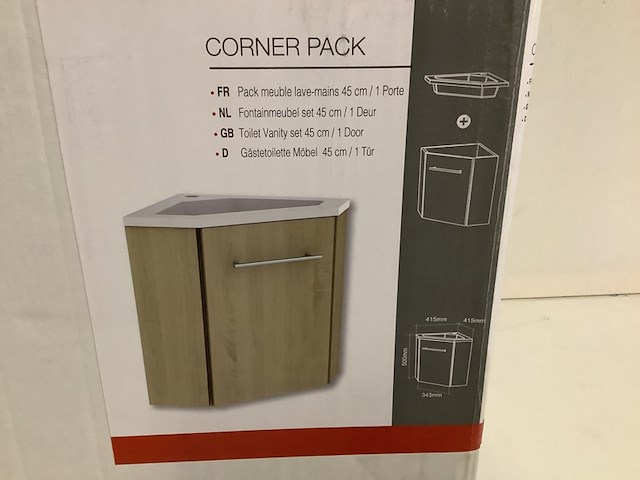 Hoek fontein meubel 45 cm, corner 826170, eiken - afbeelding 3 van  4