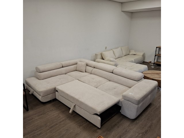 Hoek-/slaapbank met opbergfuntie beige - afbeelding 3 van  14