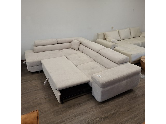 Hoek-/slaapbank met opbergfuntie beige - afbeelding 4 van  14