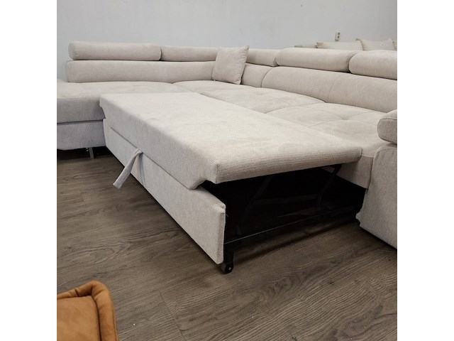 Hoek-/slaapbank met opbergfuntie beige - afbeelding 5 van  14