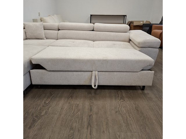 Hoek-/slaapbank met opbergfuntie beige - afbeelding 6 van  14