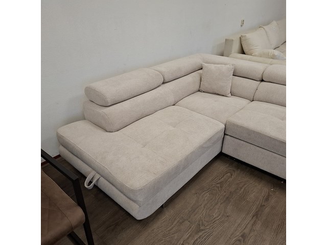 Hoek-/slaapbank met opbergfuntie beige - afbeelding 9 van  14