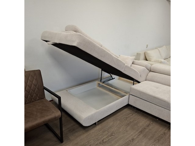 Hoek-/slaapbank met opbergfuntie beige - afbeelding 10 van  14