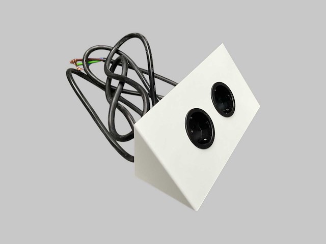 Hoek stopcontact mat wit - afbeelding 1 van  4