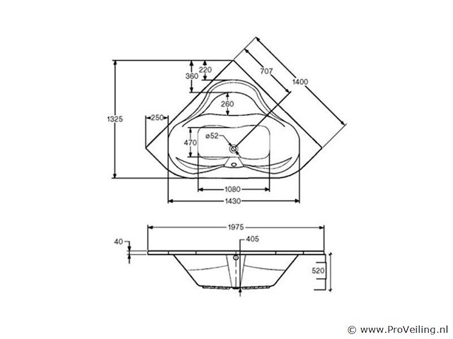 Hoekbad jesslin - 40,5x140x140cm - afbeelding 4 van  4