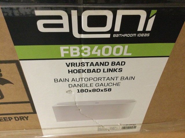 Hoekbad links 180x80x58 cm, aloni, wit - afbeelding 3 van  6