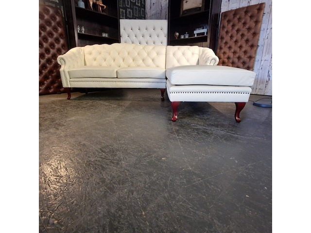 Hoekbank chesterfield, acme, creme - afbeelding 1 van  9