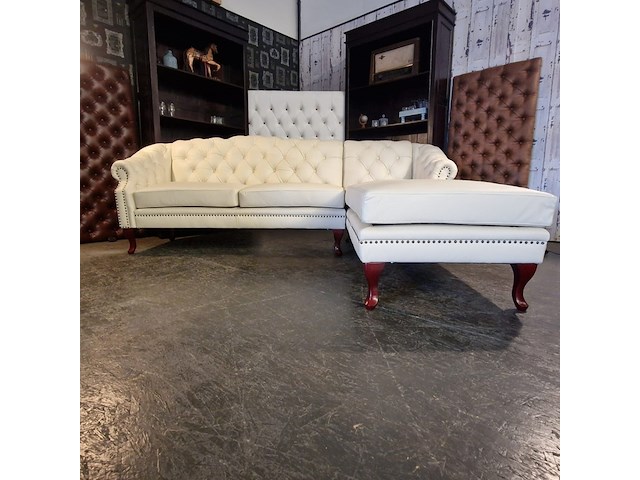 Hoekbank chesterfield, acme, creme - afbeelding 3 van  9