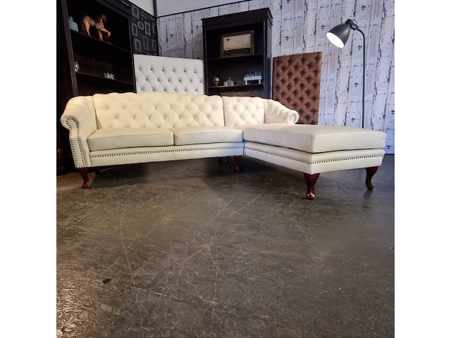 Hoekbank chesterfield, acme, creme - afbeelding 5 van  9