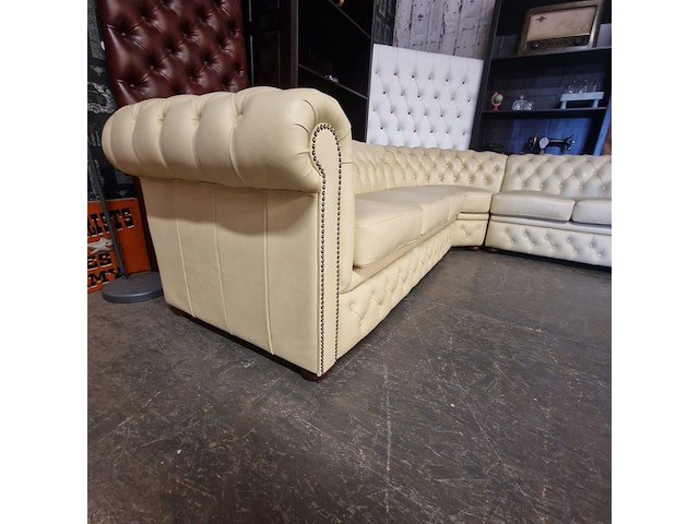 Hoekbank chesterfield, brighton, creme - afbeelding 3 van  12