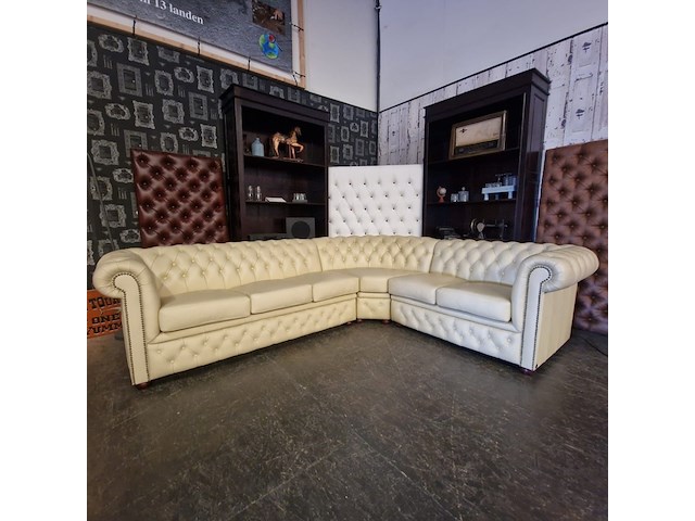 Hoekbank chesterfield, brighton, creme - afbeelding 1 van  12
