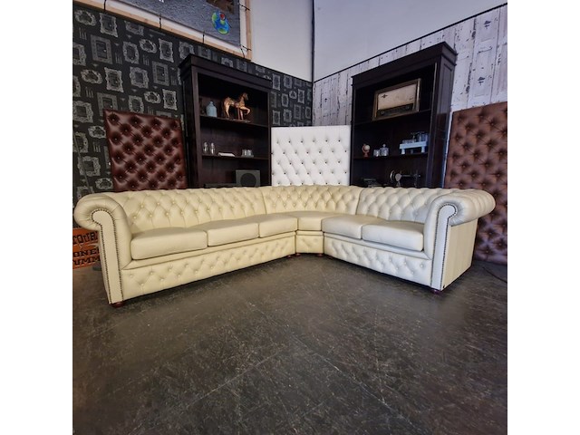 Hoekbank chesterfield, brighton, creme - afbeelding 6 van  12