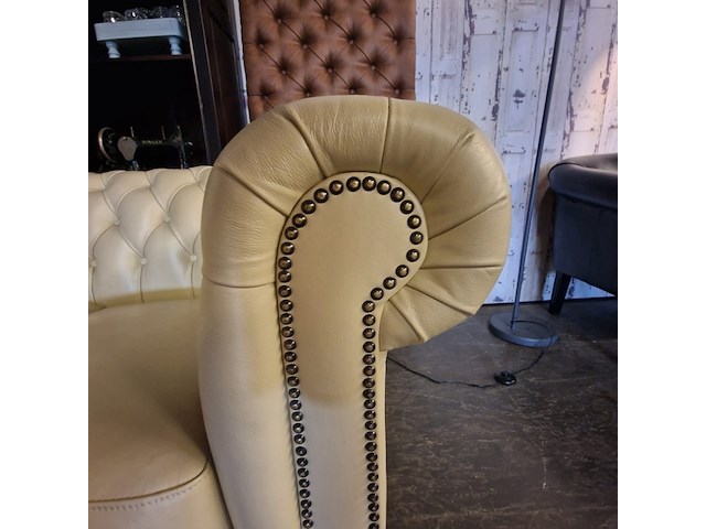 Hoekbank chesterfield, brighton, creme - afbeelding 9 van  12