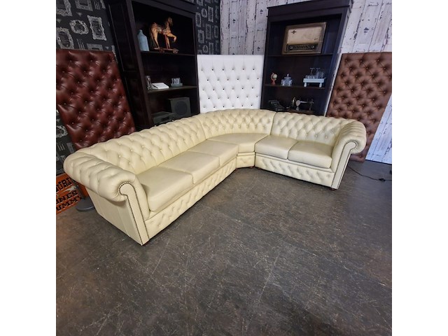 Hoekbank chesterfield, brighton, creme - afbeelding 12 van  12