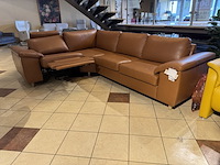 Hoekbank, cognac leder, elektrisch verstelbaar - afbeelding 1 van  4