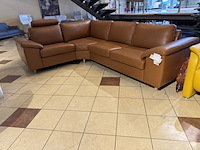 Hoekbank, cognac leder, elektrisch verstelbaar - afbeelding 2 van  4