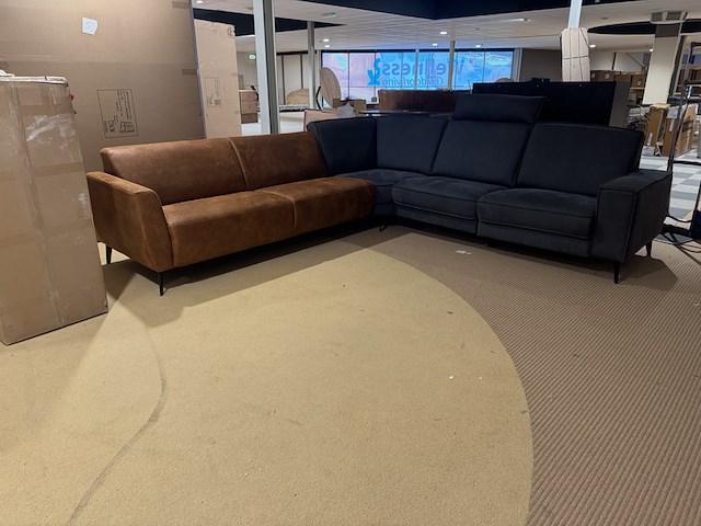 Hoekbank, cognac/antraciet - afbeelding 1 van  5