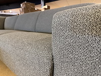 Hoekbank + hocker, groen stof, rvs poten - afbeelding 5 van  7